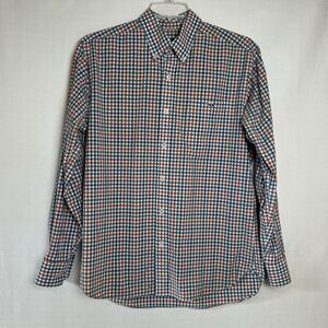 Fish Hippie Shirt Mens Large Orange/Blue Tailored Fit Office Casual Preppy Shirt